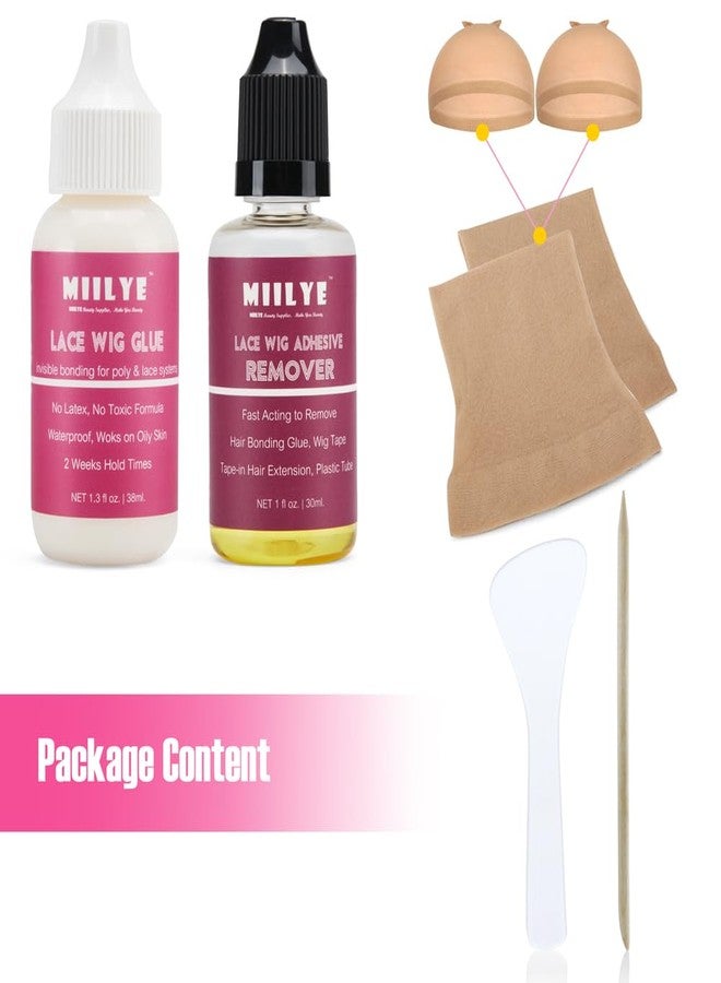 MIILYE Wig Adhesive and Glue Remover Set, Invisible Waterproof MIILYE Hair Replacement Bonding Glue + Solvent, Strong Hold for Lace Front Wig and Poly Hairpieces, Toupee, Cosmetic Hair Systems - Image 2